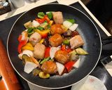 肉巻き厚揚げとなすと夏野菜の彩り酢豚風作り方8写真
