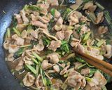 小松菜と豚バラのふわたま中華丼作り方5写真