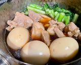 鶏ももとゆで卵と小松菜の甘辛煮作り方4写真