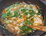 ひき肉と豆腐のピリ辛麻婆風水菜添え作り方5写真