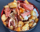 角刈りポテトとベーコンの漢丼ぶり作り方6写真