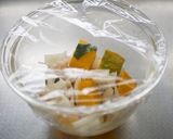 作り置き、かぼちゃとレンコンの胡麻味噌和え。作り方3写真
