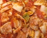 鶏もも肉と白菜のピリ辛トマト煮込み作り方4写真