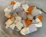 せいろ蒸し里芋とにんじんのクリチおかか和え作り方6写真