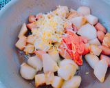 ＊長芋とソーセージと餅の明太チーズ炒め＊作り方4写真