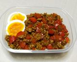 パプリカと豚ひき肉の甜麺醤そぼろ弁当作り方7写真