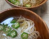 やさしい味…！オクラのあっさり温にゅうめん作り方4写真
