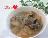 大根1本分と豚ゆでもつの味噌煮込み作り方5写真