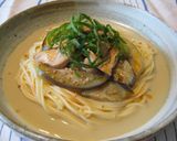 なすと鶏肉の豆乳カレー風味冷製パスタ作り方6写真