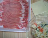 残ったポテトサラダで☆肉巻きポテト作り方1写真