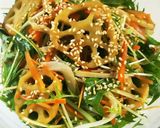 シャキ旨♪蓮根と水菜のデリ風ごま酢サラダ作り方5写真