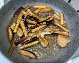 肉いらず♪茄子・ピーマン・人参の3色温玉丼作り方7写真