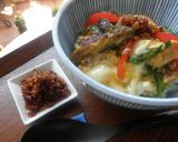 お豆腐でボリュームアップ鰻玉丼作り方4写真