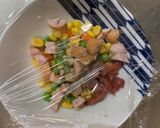 レンジ簡単梅クリームシーフード味炒飯弁当作り方3写真