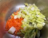 白菜外葉と人参、長葱、卵のほっこり汁作り方1写真