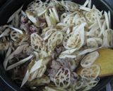 割り下de！牛肉＊ごぼう＊れんこん柳川風作り方4写真