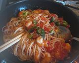 新プリ海老ブロッコリートマトソースパスタ作り方6写真