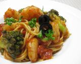 新プリ海老ブロッコリートマトソースパスタ作り方7写真