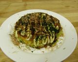お好み焼きデコ三段重ね　豚肉　イカ　エビ作り方1写真