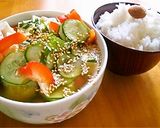 残暑の夏に食が進む「パプリカde冷や汁」作り方3写真