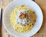 ＊簡単、しらすとバジルのペペロンチーノ作り方9写真