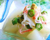 冬瓜と蟹かまぼこのオクラあん（煮物）作り方6写真