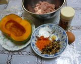 ♪かぼちゃ de 簡単肉詰めあんかけ作り方1写真