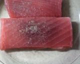 ポン酢でさっぱり　まぐろの塩・胡椒焼き作り方2写真