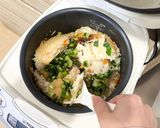 出汁入り味噌で、小松菜の味噌炊き込みご飯作り方8写真