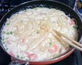 豆乳入り☆エビと枝豆のクリームパスタ作り方5写真