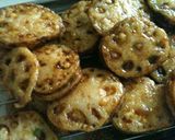 れんこんの甘辛はさみ焼き作り方9写真