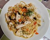カポナータの残りでむね肉のパスタ作り方6写真