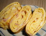 お弁当に❀ハムとマヨの卵焼き～バジル風味作り方4写真