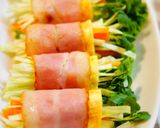 ✿生野菜のベーコンエッグ巻き✿作り方5写真