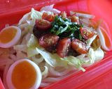 ルクエde簡単☆肉味噌のせうどん♪作り方3写真