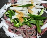 牛肉とちくわ・ネギ・ピーマンの甘辛炒め作り方2写真