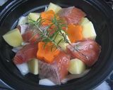 タジン鍋で「鮭とジャガイモの蒸し煮」作り方2写真