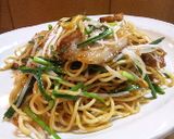 オイスターソースのねぎ豚焼きそば作り方8写真