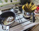 バナメイエビと明太子の豆乳クリームパスタ作り方6写真