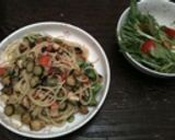 生椎茸と新鮮トマトのバジルソースパスタ作り方8写真