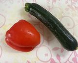 ズッキーニとパプリカのひき肉餡がけ作り方1写真