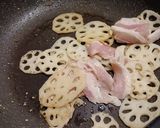 豚肉蓮根豆苗の山葵マヨネーズサラダ作り方1写真