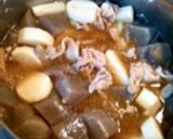 豚肉とだいこんにゃく梅酒煮作り方1写真