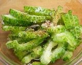 ゴーヤのレンジ蒸し☆紹興酒・豆板醤和え作り方2写真