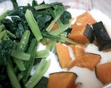小松菜かぼちゃのミルク和え　お好み焼き味作り方3写真