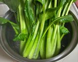 小松菜と蒸しサラダ豆のからし和え♪作り方1写真