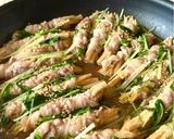 簡単夕食・おつまみ★えのきの肉巻き〜水菜蒸し作り方6写真