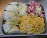 豚ジャガ玉葱で粒マスタード炒め作り方1写真