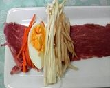 牛肉の野菜・ゆで玉子巻き作り方2写真