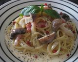 きのことベーコンのPチーズクリームパスタ作り方7写真